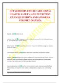 DCF 40 HOURS CHILD CARE &lpar;HSAN&rpar; HEALTH&comma; SAFETY&comma; AND NUTRITION&period; EXAM QUESTIONS AND ANSWERS&period; VERIFIED 2025&sol;2026&period;