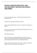 NATIONAL CAREGIVER CERTIFICATION &vert; NEW 2025&sol;2026 UPDATE &vert; QUESTIONS AND ANSWERS &vert; 100&percnt; CORRECT