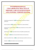 INTERPROFESSIONAL COLLABORATIVE PRACTICE IN PRIMARY CARE EXAM QUESTIONS AND ANSWERS&period; VERIFIED 2025&sol;2026&period;