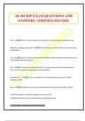 JR 201 HIP EXAM QUESTIONS AND ANSWERS&period; VERIFIED 2025&sol;2026&period;