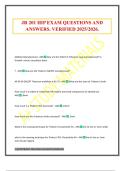 JR 201 HIP EXAM QUESTIONS AND ANSWERS&period; VERIFIED 2025&sol;2026&period;