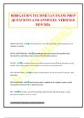 IRRIGATION TECHNICIAN EXAM PREP QUESTIONS AND ANSWERS&period; VERIFIED 2025&sol;2026&period;