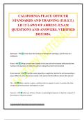 CALIFORNIA PEACE OFFICER STANDARDS AND TRAINING &lpar;P&period;O&period;S&period;T&period;&rpar; LD 15 LAWS OF ARREST&period; EXAM QUESTIONS AND ANSWERS&period; VERIFIED 2025&sol;2026&period;