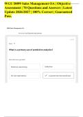 WGU D099 Sales Management OA &vert; Objective Assessment &vert; 70 Questions and Answers Latest Update 2026&sol;2027 &vert; WGU D099 Sales Management Pre-Assessment & Final Exam Complete Questions and Answers & WGU D099 Sales Management Exam Study Guide Questions and Answer