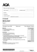 Actual 2025 AQA A-LEVEL BIOLOGY 7402&sol;1 Paper 1 Merged Question Paper &plus; Mark  Scheme  Actual 2025 AQA A-LEVEL BIOLOGY 7402&sol;1 Paper 1 Merged Question Paper &plus; Mark  Scheme 