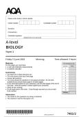Actual 2025 AQA A-LEVEL BIOLOGY 7402&sol;2 Paper 2 Merged Question Paper &plus; Mark  Scheme  Actual 2025 AQA A-LEVEL BIOLOGY 7402&sol;2 Paper 2 Merged Question Paper &plus; Mark  Scheme 