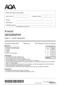 Actual 2025 AQA A-level GEOGRAPHY 7037&sol;2 Paper 2 Merged Question Paper &plus; Mark  Scheme &plus; Insert  Actual 2025 AQA A-level GEOGRAPHY 7037&sol;2 Paper 2 Human geography Merged  Question Paper &plus; Mark Scheme &plus; Insert 