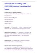 NUR 200 Critical Thinking Exam 1 | Hondros | Verified Review Questions & Answers | 2026-2027