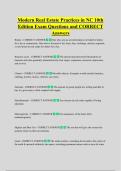 Modern Real Estate Practices in NC 10th  Edition Exam Questions and CORRECT  Answers