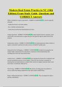 Modern Real Estate Practice in NC &lpar;10th  Edition&rpar; Exam Study Guide  Questions and  CORRECT Answers