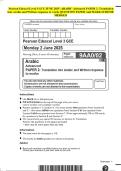 Pearson Edexcel Level 3 GCE JUNE 2025 -ARABIC Advanced PAPER 2&colon; Translation into Arabic and Written response to works QUESTION PAPER And MARK SC&Ncy;EM&IEcy; MERGED