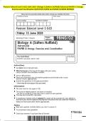 Pearson Edexcel Level 3 GCE JUNE 2025 -Biology A &lpar;Salters Nuffield&rpar; Advanced PAPER 2&colon; Energy&comma; Exercise and Coordination QUESTION PAPER And MARK SCHEME MERGED