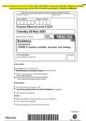 Pearson Edexcel Level 3 GCE MAY 2025 -BUSINESS Advanced PAPER 2&colon; Business activities&comma; decisions and strategy QUESTION PAPER And MARK SCHEME MERGED