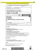 Pearson Edexcel Level 3 GCE JUNE 2025 -GREEK Advanced PAPER 3&colon; Listening&comma; reading and writing QUESTION PAPER And MARK SCHEME MERGED
