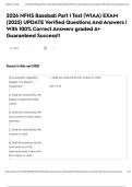 2026 NFHS Baseball Part I Test &lpar;WIAA&rpar; EXAM &lpar;2025&rpar; UPDATE Verified Questions And Answers &vert; With 100&percnt; Correct Answers graded A&plus; Guaranteed Success&excl;&excl;