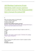 AK Blasting Contractor Exam  Questions And Correct Answers  &lpar;Verified Answers&rpar; Plus Rationale2026  Q&A&vert; Instant Download Pdf  