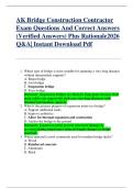 AK Bridge Construction Contractor  Exam Questions And Correct Answers  &lpar;Verified Answers&rpar; Plus Rationale2026  Q&A&vert; Instant Download Pdf 