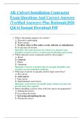 AK Culvert Installation Contractor  Exam Questions And Correct Answers  &lpar;Verified Answers&rpar; Plus Rationale2026  Q&A&vert; Instant Download Pdf