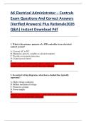 AK Electrical Administrator &ndash; Controls  Exam Questions And Correct Answers  &lpar;Verified Answers&rpar; Plus Rationale2026  Q&A&vert; Instant Download Pdf