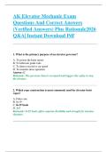 AK Elevator Mechanic Exam  Questions And Correct Answers  &lpar;Verified Answers&rpar; Plus Rationale2026  Q&A&vert; Instant Download Pdf  