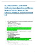 AK Environmental Construction  Contractor Exam Questions And Correct  Answers &lpar;Verified Answers&rpar; Plus  Rationale2026 Q&A&vert; Instant Download  Pdf 