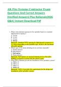 AK Fire Systems Contractor Exam  Questions And Correct Answers  &lpar;Verified Answers&rpar; Plus Rationale2026  Q&A&vert; Instant Download Pdf  