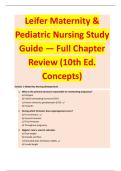 Leifer Maternity &  Pediatric Nursing Study  Guide &mdash; Full Chapter  Review &lpar;10th Ed&period;  Concepts&rpar; 