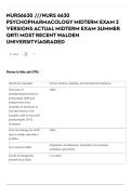 NURS6630 &sol;&sol;&sol;NURS 6630 PSYCHOPHARMACOLOGY MIDTERM EXAM 2 VERSIONS ACTUAL MIDTERM EXAM SUMMER QRT&vert; MOST RECENT WALDEN UNIVERSITY&vert;AGRADED