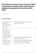 PSY-362 Exam 2 Grand Canyon University &lpar;2025&rpar; comprehensive questions and verified answers &lpar;detailed & elaborated&rpar; ACTUAL EXAM 2025 TEST&excl;&excl;