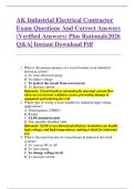 AK Industrial Electrical Contractor  Exam Questions And Correct Answers  &lpar;Verified Answers&rpar; Plus Rationale2026  Q&A&vert; Instant Download Pdf 