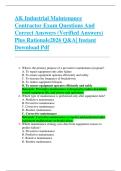 AK Industrial Maintenance  Contractor Exam Questions And  Correct Answers &lpar;Verified Answers&rpar;  Plus Rationale2026 Q&A&vert; Instant  Download Pdf