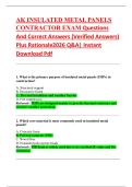 AK INSULATED METAL PANELS  CONTRACTOR EXAM Questions  And Correct Answers &lpar;Verified Answers&rpar;  Plus Rationale2026 Q&A&vert; Instant  Download Pdf 