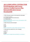AK LANDSCAPING CONTRACTOR  EXAM Questions And Correct  Answers &lpar;Verified Answers&rpar; Plus  Rationale2026 Q&A&vert; Instant  Download Pdf 
