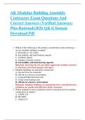 AK Modular Building Assembly  Contractor Exam Questions And  Correct Answers &lpar;Verified Answers&rpar;  Plus Rationale2026 Q&A&vert; Instant  Download Pdf  