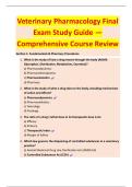 Veterinary Pharmacology Final  Exam Study Guide —  Comprehensive Course Review 