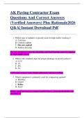AK Paving Contractor Exam  Questions And Correct Answers  &lpar;Verified Answers&rpar; Plus Rationale2026  Q&A&vert; Instant Download Pdf