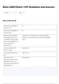 BUAL 2650 EXAM 1 HW Questions and Answers
