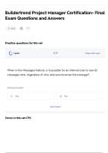 Buildertrend Project Manager Certification- Final Exam Questions and Answers