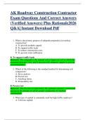 AK Roadway Construction Contractor  Exam Questions And Correct Answers  &lpar;Verified Answers&rpar; Plus Rationale2026  Q&A&vert; Instant Download Pdf 