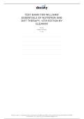 TEST BANK FOR WILLIAMS' ESSENTIALS OF  NUTRITION AND DIET THERAPY&comma; 12TH  EDITION BY ELEANOR SCHLENKER AND  JOYCE ANN GILBERT LATEST UPDATE 2026  COMPLETE GUIDE
