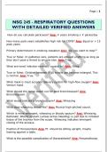 NSG 245 - RESPIRATORY QUESTIONS  WITH DETAILED VERIFIED ANSWERS 
