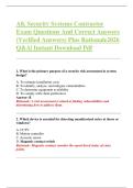 AK Security Systems Contractor  Exam Questions And Correct Answers  &lpar;Verified Answers&rpar; Plus Rationale2026  Q&A&vert; Instant Download Pdf 