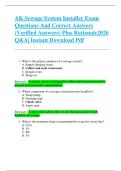 AK Sewage System Installer Exam  Questions And Correct Answers  &lpar;Verified Answers&rpar; Plus Rationale2026  Q&A&vert; Instant Download Pdf 