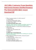 AK Utility Contractor Exam Questions  And Correct Answers &lpar;Verified Answers&rpar;  Plus Rationale2026 Q&A&vert; Instant  Download Pdf  
