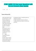 CCBC NURN 153 final exam Questions with  Correct Answers &vert;New Update