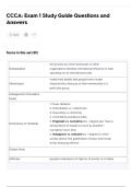 CCCA&colon; Exam 1 Study Guide Questions and Answers
