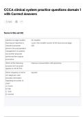 CCCA clinical system practice questions domain 1 with Correct Answers