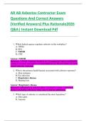 AR AB Asbestos Contractor Exam  Questions And Correct Answers  &lpar;Verified Answers&rpar; Plus Rationale2026  Q&A&vert; Instant Download Pdf 