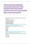 AR AG Structural Agriculture  Construction Contractor Exam  Questions And Correct Answers  &lpar;Verified Answers&rpar; Plus Rationale2026  Q&A&vert; Instant Download Pdf  