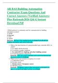 AR BAS Building Automation  Contractor Exam Questions And  Correct Answers &lpar;Verified Answers&rpar;  Plus Rationale2026 Q&A&vert; Instant  Download Pdf 